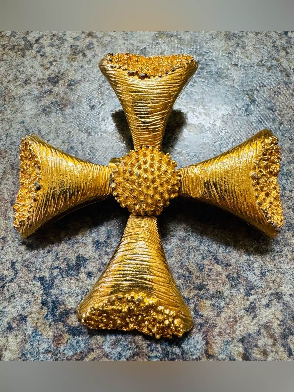 Coro Maltese Cross gold tone brooch